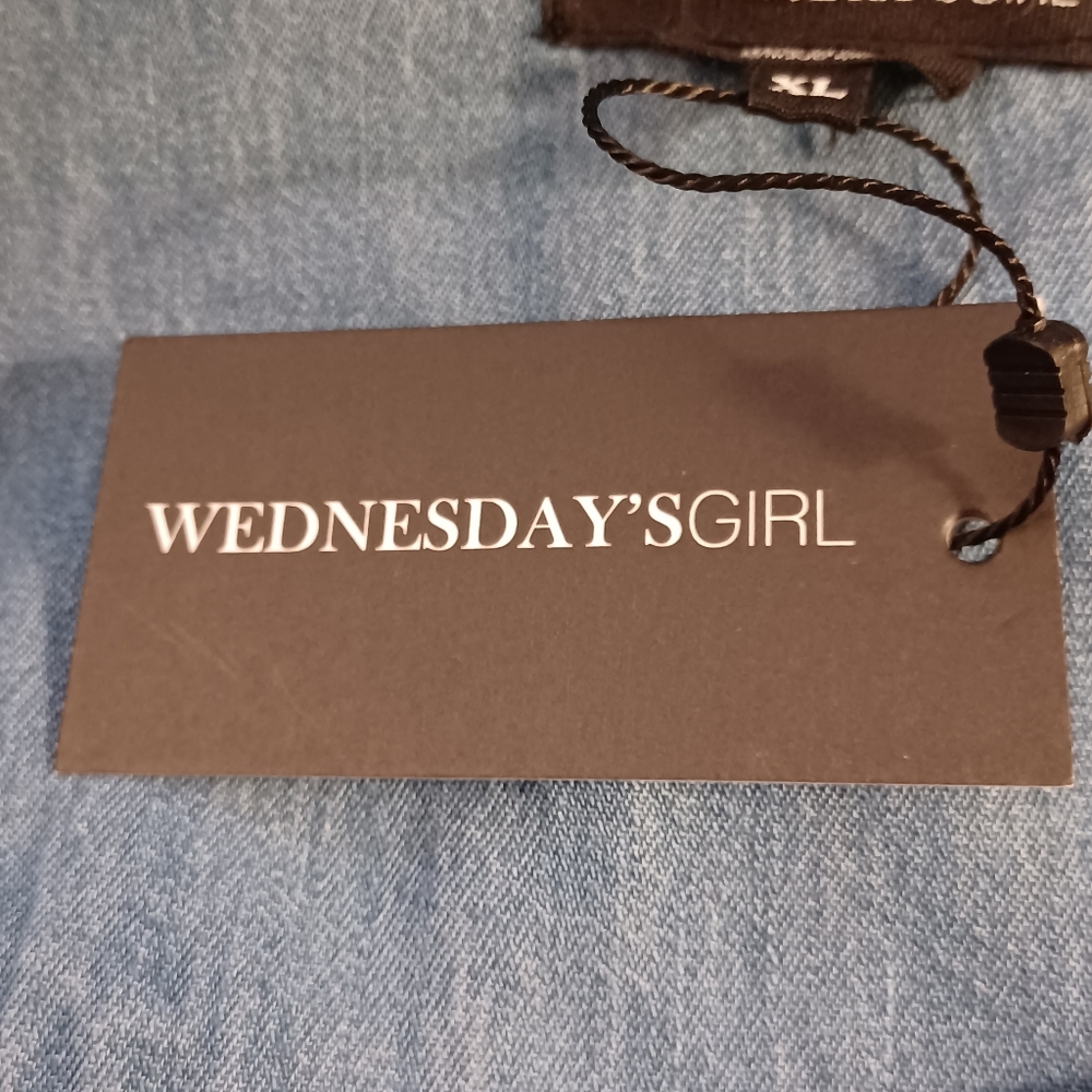 Wednesday Girl Chambray Blue Midi Skirt With Gathers. Size XL - Picture 12 of 15